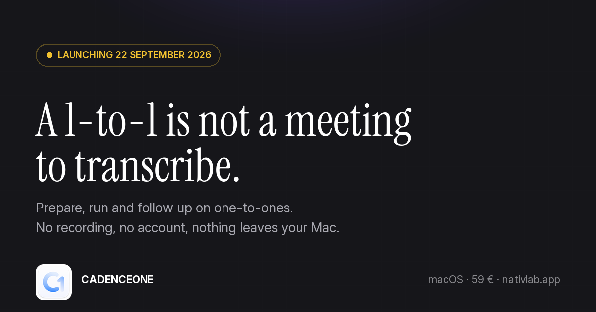 CadenceOne, application de one-to-one pour managers sur Mac