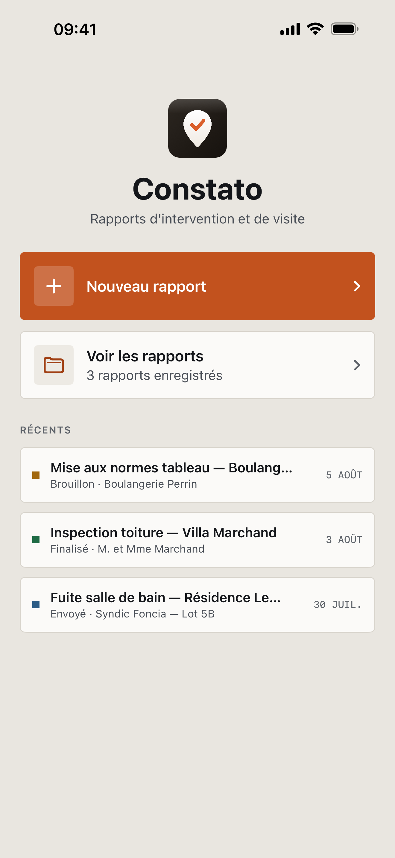 Constato affiché sur iPhone : écran d'accueil