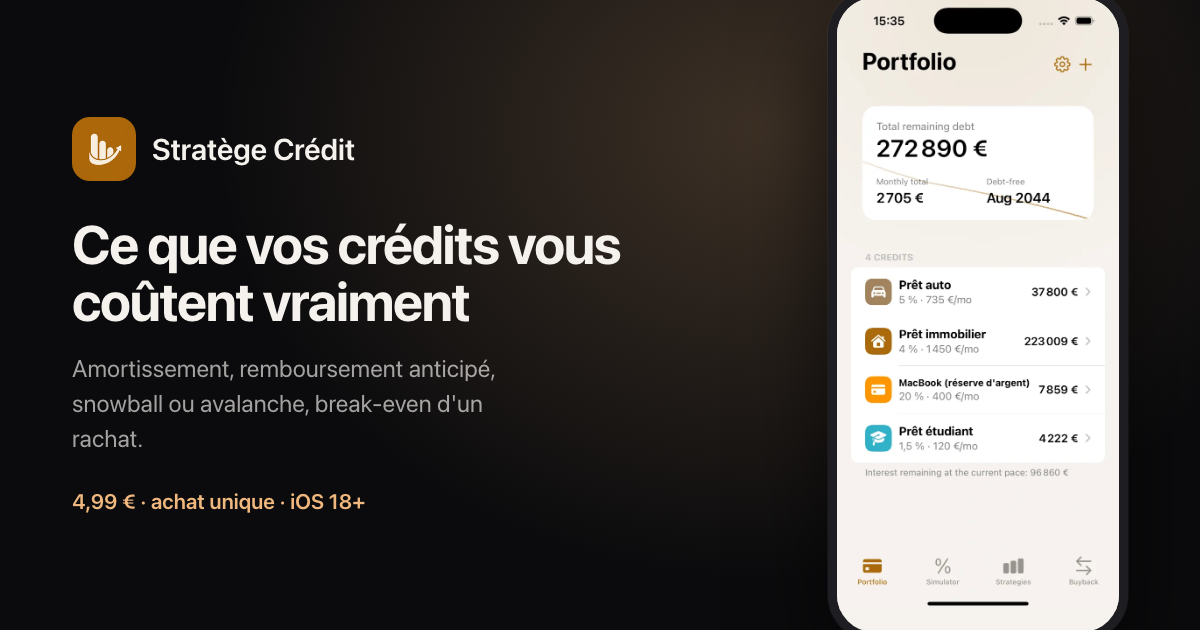 Stratège Crédit, simulateur de remboursement de crédit pour iPhone